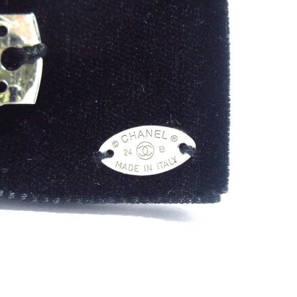Auth CHANEL Coco - Black Cream Silver Velour Silk Hardware Other Jewellery - Picture 3 of 5